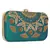 Anekaant Adorn Embroidered Faux Silk Clutch Bottle Green & Gold