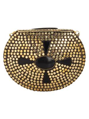 Anekaant Jewel Mosaic Metal Clutch Gold & Black 3