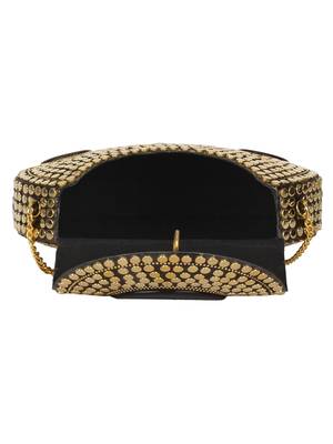 Anekaant Jewel Mosaic Metal Clutch Gold & Black 5