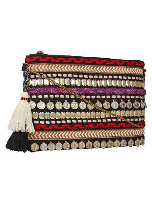 Anekaant Glitzy Black Canvas Sling Bag 2