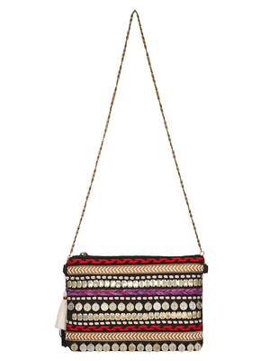 Anekaant Glitzy Black Canvas Sling Bag 4