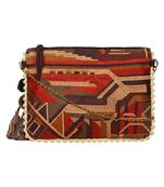 Anekaant Abstract Brown & Multicolor Canvas Sling Bag