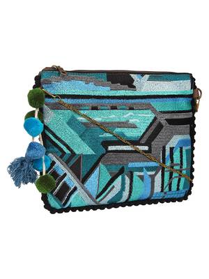 Anekaant Abstract Blue & Multicolor Canvas Sling Bag 2