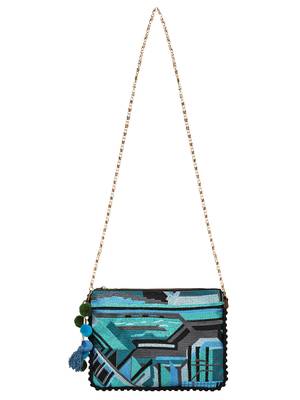 Anekaant Abstract Blue & Multicolor Canvas Sling Bag 4