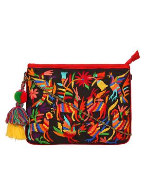 Anekaant Classy Black & Multicolor Canvas Sling Bag 1