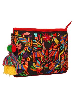 Anekaant Classy Black & Multicolor Canvas Sling Bag 2