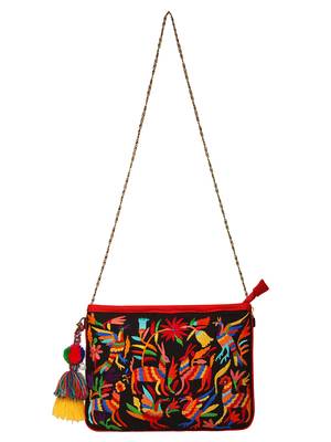 Anekaant Classy Black & Multicolor Canvas Sling Bag 4