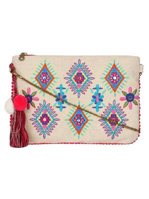 Anekaant Classy Natural & Multicolor Canvas Sling Bag 1
