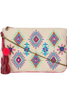 Anekaant Classy Natural & Multicolor Canvas Sling Bag