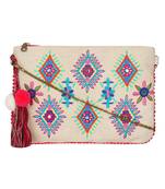 Anekaant Classy Natural & Multicolor Canvas Sling Bag