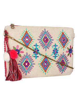 Anekaant Classy Natural & Multicolor Canvas Sling Bag 2