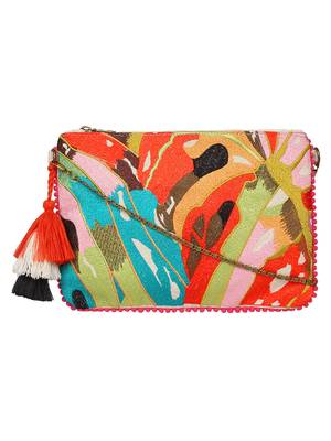 Anekaant Abstract Natural & Multicolor Canvas Sling Bag 1