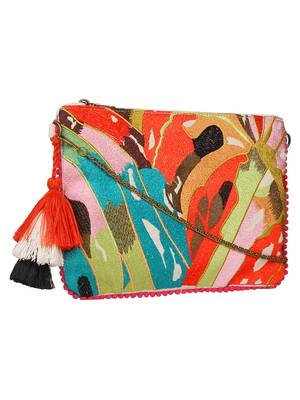 Anekaant Abstract Natural & Multicolor Canvas Sling Bag 2