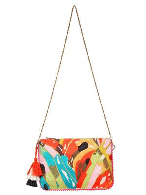 Anekaant Abstract Natural & Multicolor Canvas Sling Bag 4