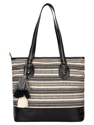Anekaant Monochrome Black & White Cotton Tote Bag 1