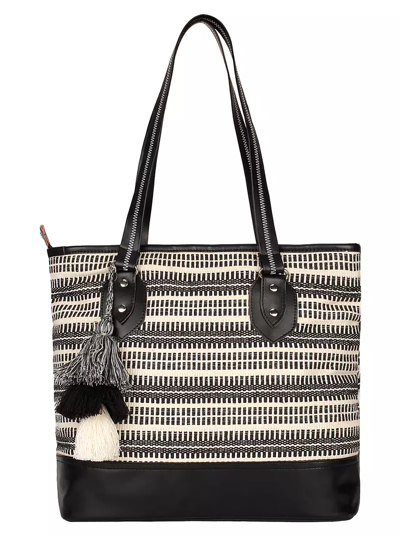 Anekaant Monochrome Black & White Cotton Tote Bag