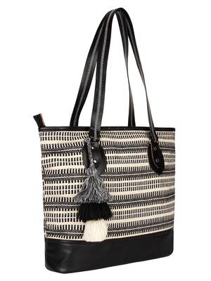 Anekaant Monochrome Black & White Cotton Tote Bag 2