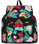 Anekaant Floral Black & Multicolor Canvas  Backpack