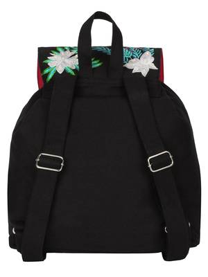 Anekaant Floral Black & Multicolor Canvas  Backpack 3