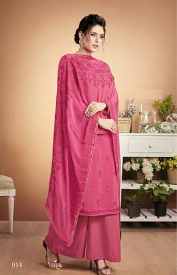 Pink self design silk salwar 1