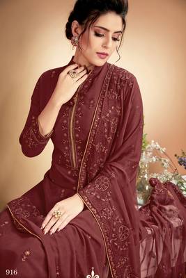 Brown self design silk salwar 2