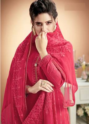 Pink self design silk salwar 2
