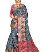 Grey woven cotton silk saree with blouse