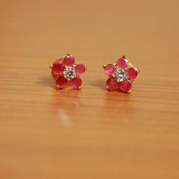 Red ruby  studs 1