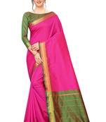 Pink plain silk saree with blouse