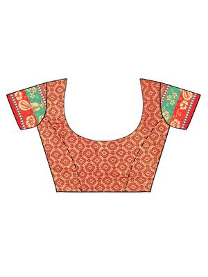 Orange woven cotton silk saree with blouse 5