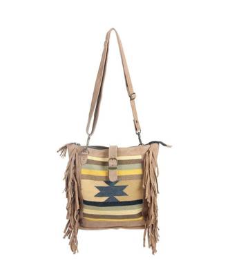 Vintage Dari Fabric Sweep leather Shoulder Bag 1