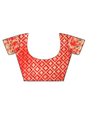 Orange woven cotton silk saree with blouse 5