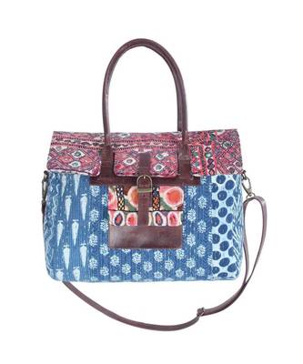 Vintage Dari Fabric Sweep leather Hand Bag 2
