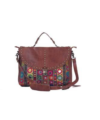 Indian Handmade cotton  Leather Laptop  Bag 1