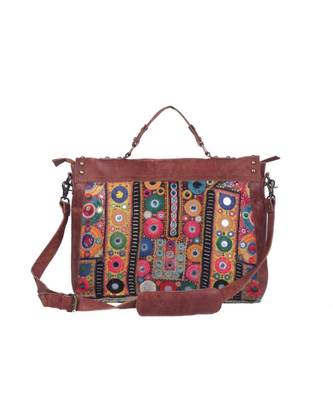 Indian Handmade cotton  Leather Laptop  Bag 2