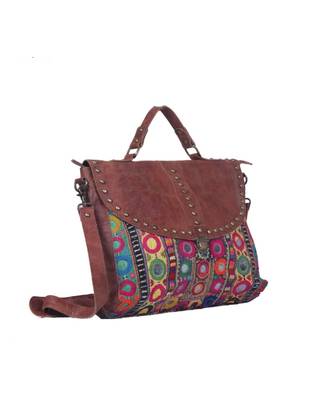 Indian Handmade cotton  Leather Laptop  Bag 3