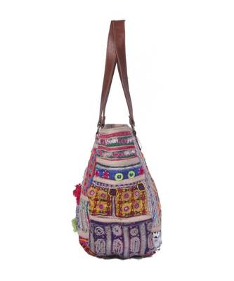 Indian Handmade cotton  White zari work  Bag 4