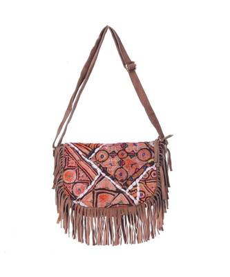Indian Handmade cotton Orange   Bag 1