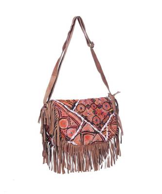 Indian Handmade cotton Orange   Bag 3