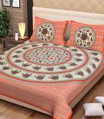 Elephant Print 100% Cotton Double Bed Sheet With Two Pillow Cover Size (93X 108)