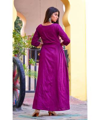 purple hand print silk kurtis 2