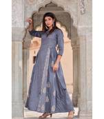 grey hand print silk kurtis