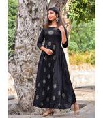 black hand print silk kurtis
