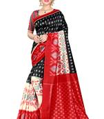 Black woven art silk saree with blouse