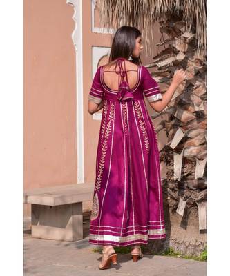 purple hand print silk kurtis 2
