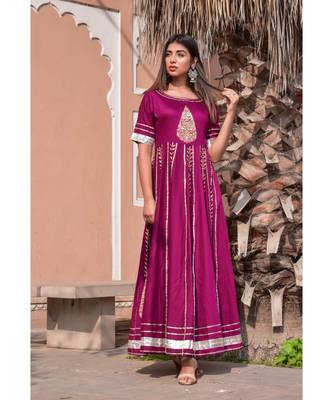 purple hand print silk kurtis 3