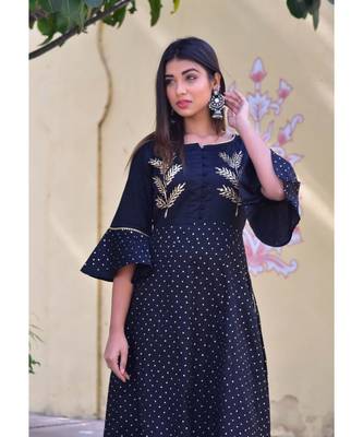 black hand print silk kurta sets 4