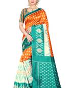 Orange woven art silk saree with blouse