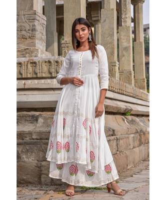 white hand print silk kurta sets 1