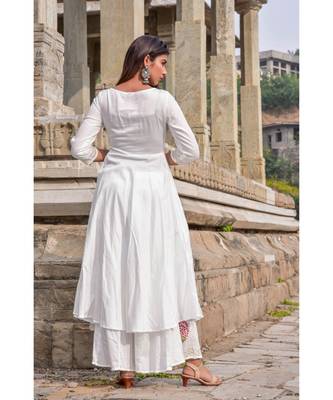 white hand print silk kurta sets 2